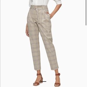 NWT Calvin Klein glen plaid paperbag waist trousers